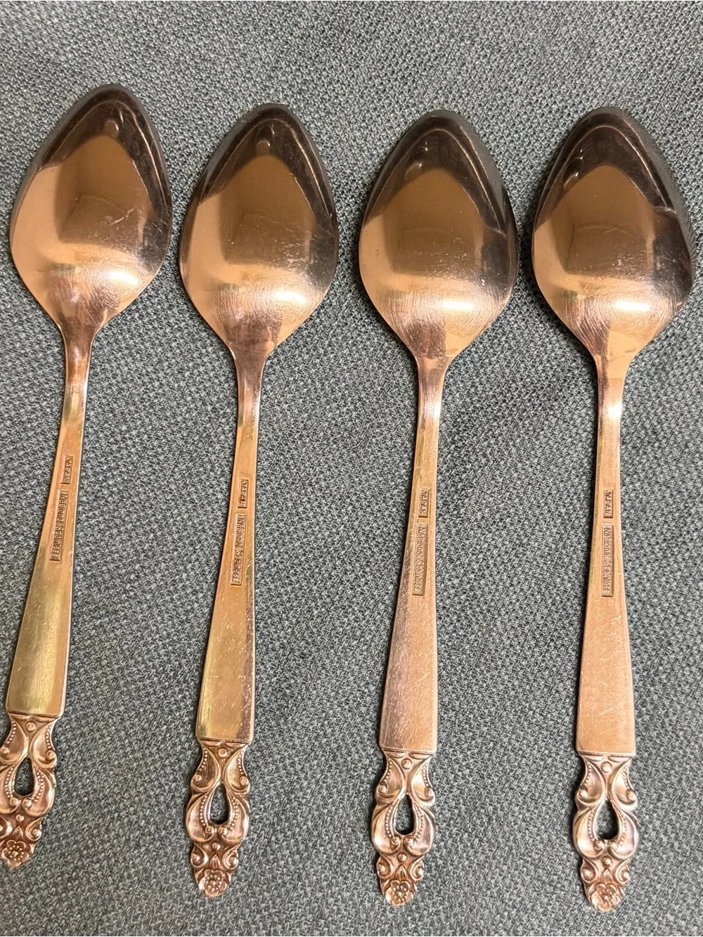 Olaf National Japan Stainless Flatware 4pc Oval Soup Spoons 7.5in